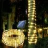 Solar Rope Light 33FT 100L IP65 Waterproof Outdoor LED Copper Fairy String Tube Lights For Party Garden Yard Home Wedding Christmas Halloween Holiday Tree Decoration Lighting (Warm White)