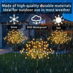 Solar Lights Outdoor Garden 4 Pack, 120 LED Christmas DIY Firework Lights With 8 Lighting Modes, IP65 Waterproof Solar Outdoor Lights Decorative, Solar Pathway Lights With Remote For Garden Yard(Warm) -Xmas Lighting Shop 7117mF8x3FL. AC SL1000