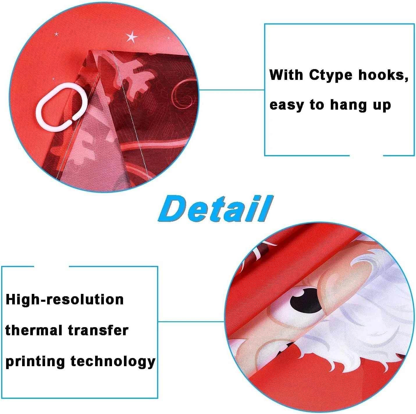 BLEUM CADE 4 Pcs Merry Christmas Shower Curtain Sets With Non-Slip Rugs, Toilet Lid Cover, Bath Mat And 12 Hooks Santa Xmas Tree Ball Snowflake Waterproof Shower Curtain For Christmas Decoration 6 BLEUM CADE 4 Pcs Merry Christmas Shower Curtain Sets With Non-Slip Rugs, Toilet Lid Cover, Bath Mat And 12 Hooks Santa Xmas Tree Ball Snowflake Waterproof Shower Curtain For Christmas Decoration - Image 6