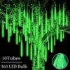 Roytong High Brightness 10 Tube 12 Inch 360 LED Meteor Shower Rain Lights Cascading Falling Rain Outdoor Light For Christmas Tree Decoration Snow Falling