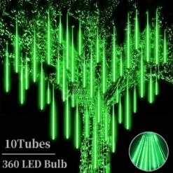Roytong High Brightness 10 Tube 12 Inch 360 LED Meteor Shower Rain Lights Cascading Falling Rain Outdoor Light For Christmas Tree Decoration Snow Falling