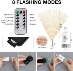 Techip 4 Pcs 225Led Starburst Lights Battery Operated Fairy Lights Copper Wire With Remote 8 Modes Wedding Hanging String Lights Christmas Decorative Lights Outdoor Indoor Decoration,Warm White -Xmas Lighting Shop 711SZMV00EL. AC SL1300