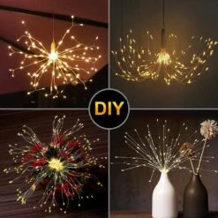 DenicMic 4 Pack Firework Lights Led Copper Wire 8 Modes Battery Operated Hanging Ceiling Starburst Fairy Remote Control Star Sphere Lights Indoor For Bedroom Party Wedding Christmas Decor (Warm White) -Xmas Lighting Shop 711bCELhH7L. AC SL1000