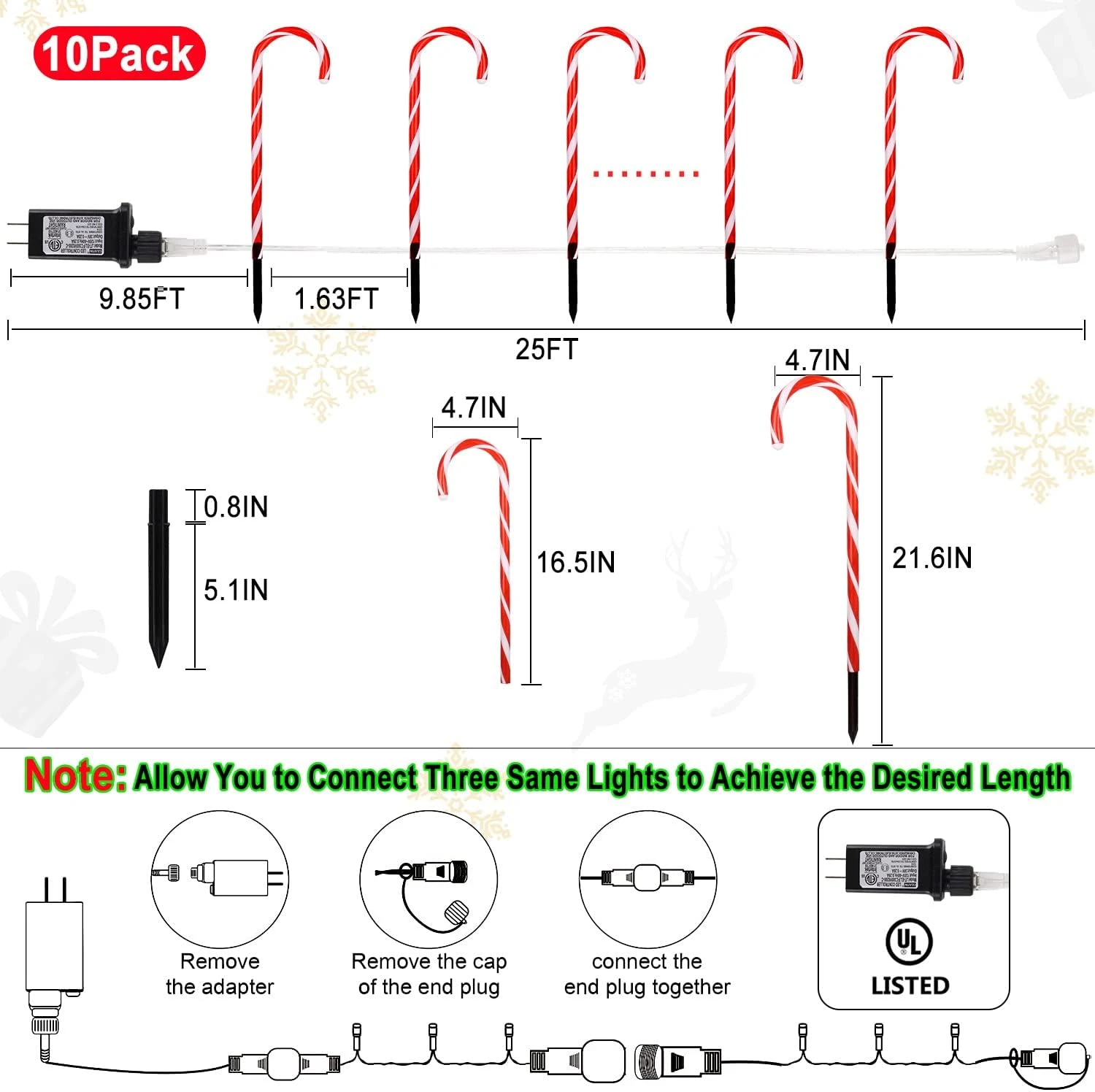 RED Lights Christmas Candy Cane Pathway Markers Lights With 8 Modes & Stakes, 22 Inch Christmas Lights Outdoor Christmas Decorations Xmas Candy Cane Christmas Decor For Walkway Yard Patio Lawn Garden 7 RED Lights Christmas Candy Cane Pathway Markers Lights With 8 Modes & Stakes, 22 Inch Christmas Lights Outdoor Christmas Decorations Xmas Candy Cane Christmas Decor For Walkway Yard Patio Lawn Garden - Image 7