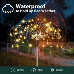 Solar Outdoor Garden Lights, 4 Pack 360 LED Copper Wire Solar Firework Lights Outside, 2 Lighting Modes Outdoor Waterproof For Yard Garden Patio Flowerbed Party Christmas Decorations (Warm White) -Xmas Lighting Shop 711mmvH2zTL. AC SL1500