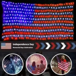 MZD8391 American Flag Lights 420 Super Bright LEDs, Waterproof LED US Flags Light For 4th Of July Decorations, Memorial Day, Independence Day, Garden, Yard, Holiday, Party, Christmas Decorations -Xmas Lighting Shop 711qAEDZXEL. AC SL1200