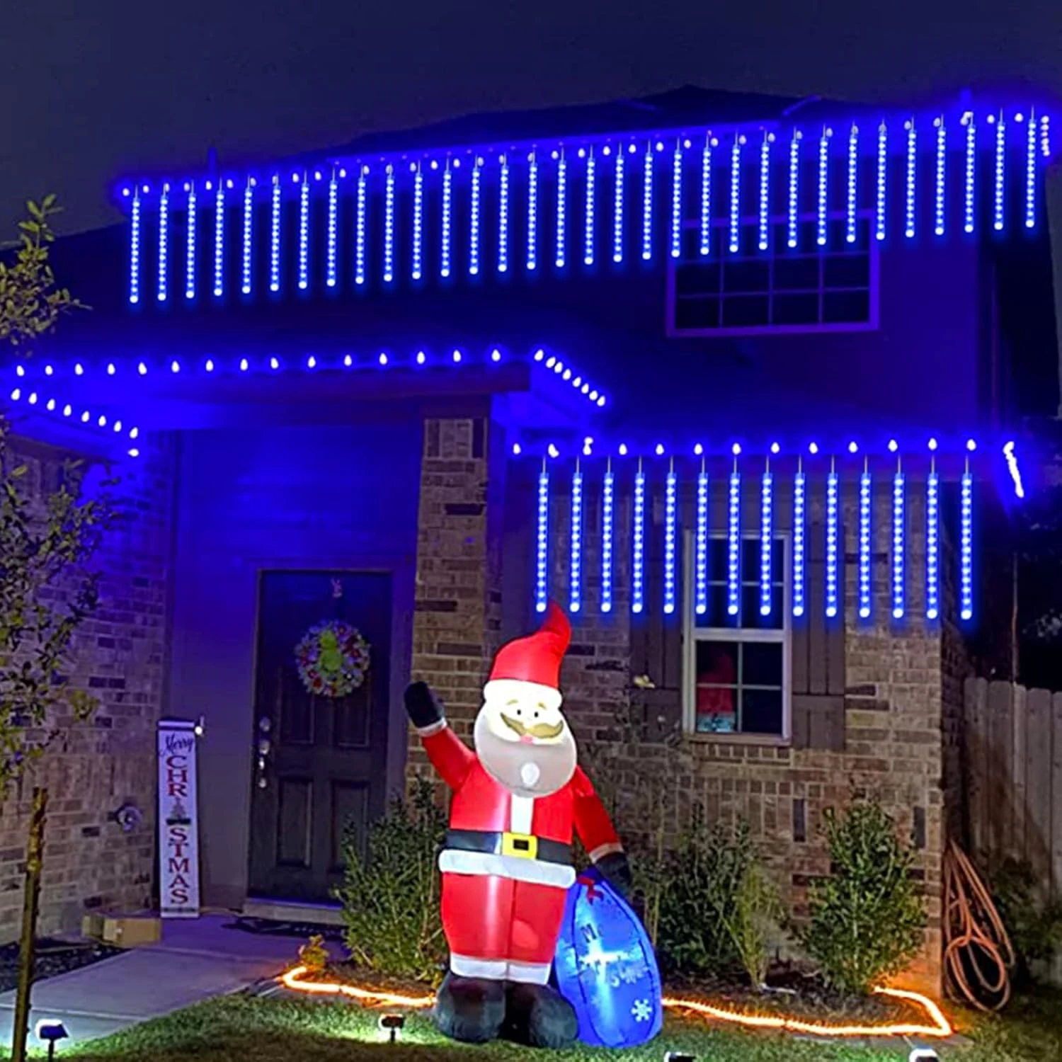 YEGUO Solar Meteor Shower Lights Outdoor, 8 Tubes 144 LED Meteor Christmas Lights, Falling Rain Lights For Party Tree Holiday Roof Wedding(Blue) 6 YEGUO Solar Meteor Shower Lights Outdoor, 8 Tubes 144 LED Meteor Christmas Lights, Falling Rain Lights For Party Tree Holiday Roof Wedding(Blue) - Image 6