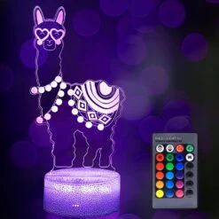 JLiup Llama 3D Illusion Night Light, Alpaca Lamp 16 Color Changing Remote Control & Touch Control Night Light Bedroom Decor Llama Gifts As Birthday Christmas For Kids