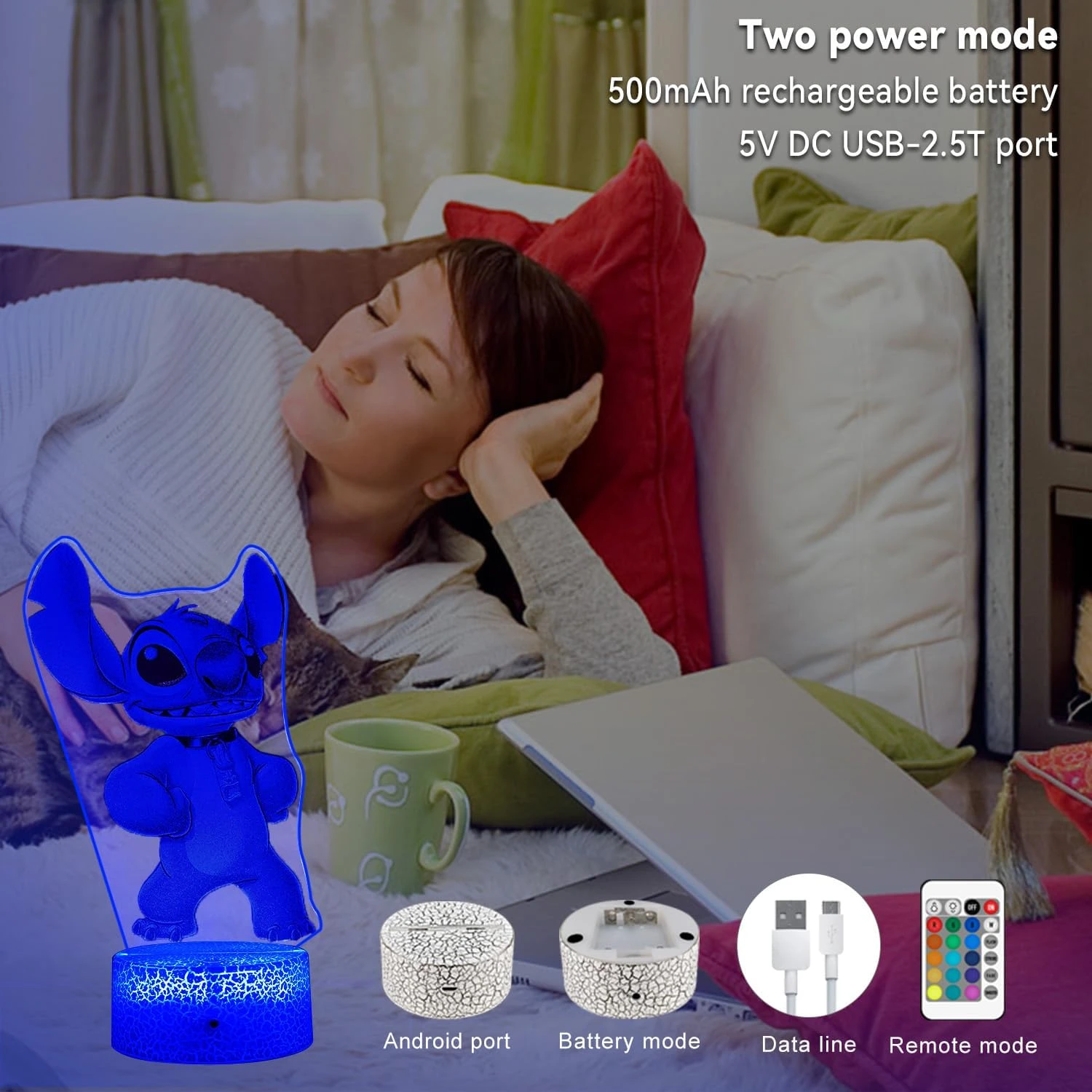 Honfenfa Stitch Light,Stitch Night Light With Remote & Smart Touch,7 Colors + 16 Colors Changing Opreated,Stitch Lamp For Children's Room Decoration,Children's Day Gift, Christmas Gifts 5 Honfenfa Stitch Light,Stitch Night Light With Remote & Smart Touch,7 Colors + 16 Colors Changing Opreated,Stitch Lamp For Children's Room Decoration,Children's Day Gift, Christmas Gifts - Image 5