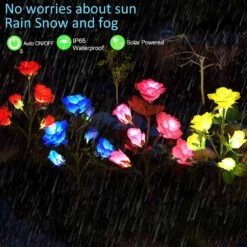 New Upgraded 4-Pack 24 Roses Solar Garden Lights Outdoor Decor, Waterproof Outside Yard Decor Stake Lights, Solar Rose Flower Garden Stake Lights For Garden Yard Christmas Cemetery Grave Decorations -Xmas Lighting Shop 7123sRMh1L. AC SL1500