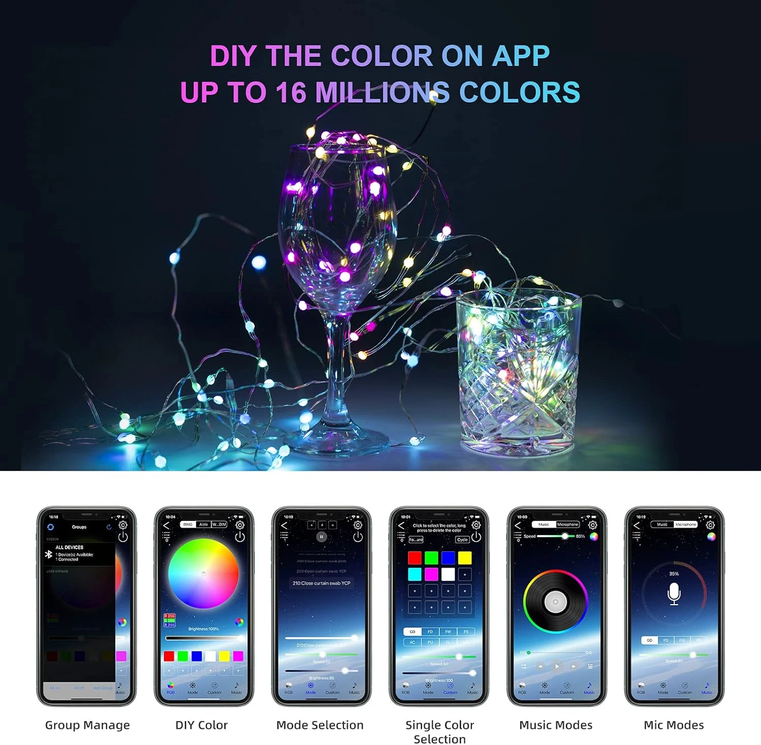 XTELARY Fairy Lights Plug In, 66ft 200 LED String Lights With Music Mode RGB Color Changing Twinkle Lights With Remote, App Control Christmas Fairy Lights For Bedroom, Party, Outdoor Indoor Decor 2 XTELARY Fairy Lights Plug In, 66ft 200 LED String Lights With Music Mode RGB Color Changing Twinkle Lights With Remote, App Control Christmas Fairy Lights For Bedroom, Party, Outdoor Indoor Decor - Image 2
