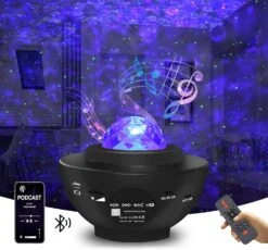 Star Projector Galaxy Projector Night Light For Bedroom Sky With Music Speaker And Remote Control LED Nebula Cloud & Moving Ocean Wave For Bedroom Game Rooms Home Theatre Christmas Gift