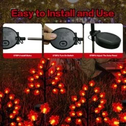 Fall Leaves Decorations Solar Garden Lights Outdoor,40LED RED Maple Leaves Solar Stake Lights - Waterproof Outdoor Autumn Harvest Solar Thanksgiving Lights For Yard Party Home Christmas Decor,2Pack -Xmas Lighting Shop 712YE7RlJNL. AC SL1000