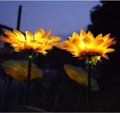 Upgraded 4-Flower Solar Sunflower Lights Outdoor Decor, Waterproof Decorative Artificial Flower Solar Lights For Christmas Summer Memorial Cemetery Grave Yard Patio Garden Flowerbed Gravesite Decor -Xmas Lighting Shop 712hSDQhfjL. AC SL1500