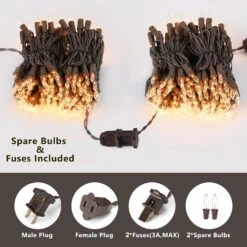 ODEETRONIC Clear Christmas Lights String, 21.63ft 100 Count Incandescent Brown Wire String Lights, UL Certified Outdoor Christmas Lights, Connectable Indoor Tree Lights For Wedding Party, Warm White -Xmas Lighting Shop 713LIZjz54L. AC SL1500