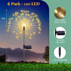 Botfal 4 Pack Solar Firework Lights, Solar Garden Lights Outdoor 120 Led, Waterproof Stake Landscape Lights With 8 Flashing Modes, For Garden Pathway Courtyards Wedding Christmas Decor (Warm White) 10 Botfal 4 Pack Solar Firework Lights, Solar Garden Lights Outdoor 120 Led, Waterproof Stake Landscape Lights With 8 Flashing Modes, For Garden Pathway Courtyards Wedding Christmas Decor (Warm White) -Xmas Lighting Shop 713TIB5uJvL. AC SL1500