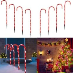 YOLUXZM 17" Christmas Candy Cane Lights - 8 Packs Classic Red And White Candy Cane Lights Outdoor Pathway Markers Christmas Decorations(Red Bulbs) -Xmas Lighting Shop 713ZRdnkqhL. AC SL1500