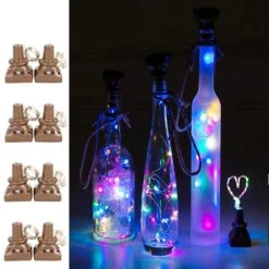 ZNYCYE Upgraded 8 Pack Solar Powered Wine Bottle Lights 20 LED Colored Starry Cork Lights Fairy Cork String Craft Lights For Wedding Christmas Outdoor Holiday Garden Decor (Multi Color)