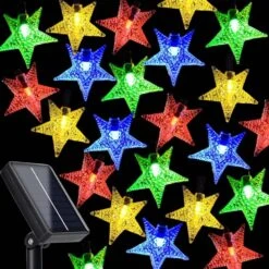 30.6Ft 50 LED Solar Christmas Lights Outdoor Star Fairy Lights,Multicolored Christmas Lights Outdoor Waterproof Tree Lights For Christmas Wedding Party Patio Umbrella Garden Yard