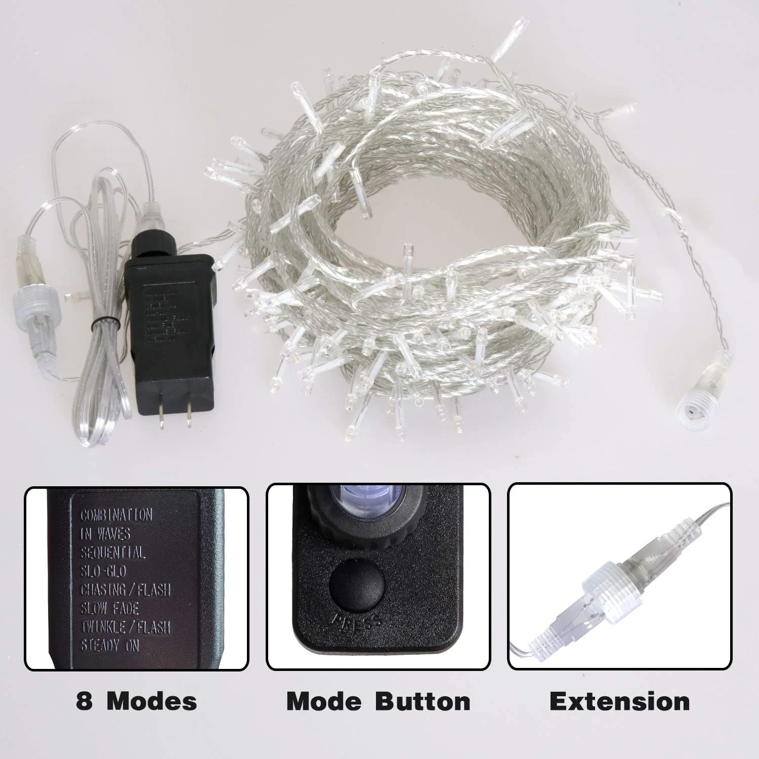 Blingstar Christmas Lights 33ft 100 LED String Lights 30V Plug In Fairy Lights Waterproof 8 Modes Warm White Fairy String Lights For Indoor Outdoor Bedroom Wedding Party Patio Christmas Tree 3 Blingstar Christmas Lights 33ft 100 LED String Lights 30V Plug In Fairy Lights Waterproof 8 Modes Warm White Fairy String Lights For Indoor Outdoor Bedroom Wedding Party Patio Christmas Tree - Image 3