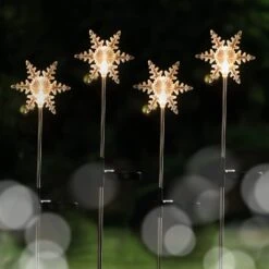 MAGGIFT 4 Pack Solar Christmas Snowflakes Garden Stake Lights, Solar Powered Outdoor Decorative Figurine Lights, Warm White LED Landscape Lighting, Waterproof For Patio Yard Decorations -Xmas Lighting Shop 713sRUxgoDL. AC SL1500