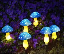 Abkshine 6-Pack Blue Solar Garden Lights, Solar Powered Mushroom Stake Lights For Outdoor Yard Decor, Waterproof Garden Ornaments For Backyard Lawn Deck Landscape Fence Christmas Halloween Decorations -Xmas Lighting Shop 713tb5KZvOL. AC SL1500
