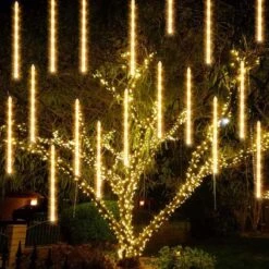 TW SHINE Christmas Meteor Shower Lights Outdoor, 288 LED 12" 8 Tubes Waterproof Christmas Lights Outdoor Plug In, Snow Falling Rain Icicle Xmas Lights Decorations, Warm White -Xmas Lighting Shop 714KMUlTXIL. AC SL1500