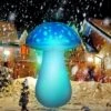 MeiGuiSha 4 Ft Christmas Solar Inflatables Outdoor Decorations, LED Light Up Mushroom Inflatable Christmas Blow Up Yard Decorations For Outside Courtyard Garden Lawn Indoor Xmas Holiday Party Decor