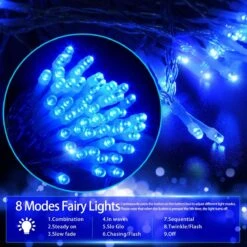 Remote Control] Fairy String Lights Battery Operated, 33FT 100 LED Christmas Lights IP65 Waterproof With Timer, Memory Function And 8 Lighting Modes For Indoor Outdoor Xmas Halloween Wedding - Blue -Xmas Lighting Shop 715Cplme5XL. AC SL1200