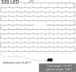 Warm Yellow Christmas Halloween 320 LED String Lights 122FT Outdoor String Lights With 8 Modes Plug In Waterproof Fairy Lights Indoor For Party Carnival Supplies, Outdoor Patio Yard Lawn Garden Decor -Xmas Lighting Shop 715D4E6DHGL. AC SL1500