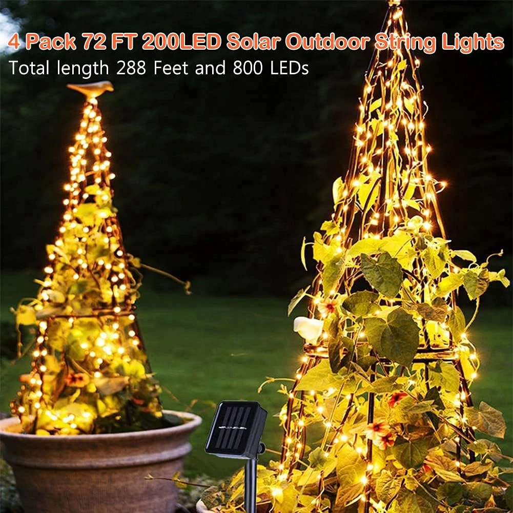 Extra-Long Solar String Lights Outdoor Waterproof - 4-Pack Each 72FT 200 LED Solar Powered Fairy Lights - 8 Modes Copper Wire Lights For Patio Trees Garden Party Christmas Wedding (Warm White) 2 Extra-Long Solar String Lights Outdoor Waterproof - 4-Pack Each 72FT 200 LED Solar Powered Fairy Lights - 8 Modes Copper Wire Lights For Patio Trees Garden Party Christmas Wedding (Warm White) - Image 2
