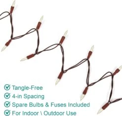 50 Christmas Tree Lights Set - 12.3 Ft / 3.7 M - 120V - Clear Warm White Bulbs 2800K - Brown Wire - Decor Lights For Patio Garden Wedding Holiday Christmas Tree - Indoor And Outdoor Decorative Use -Xmas Lighting Shop 715d0N2CN8L. AC SL1500