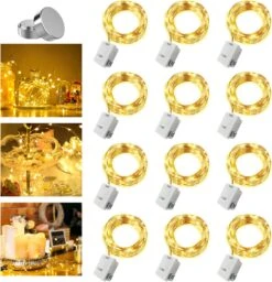 12 Pack 10Ft(3m) 30 LED Twinkle Lights Battery Operated, 3 Speed Modes, Extra 12 Batteries For Replacement, Mini Waterproof String Lights, Fairy Lights For DIY Christmas Decoration