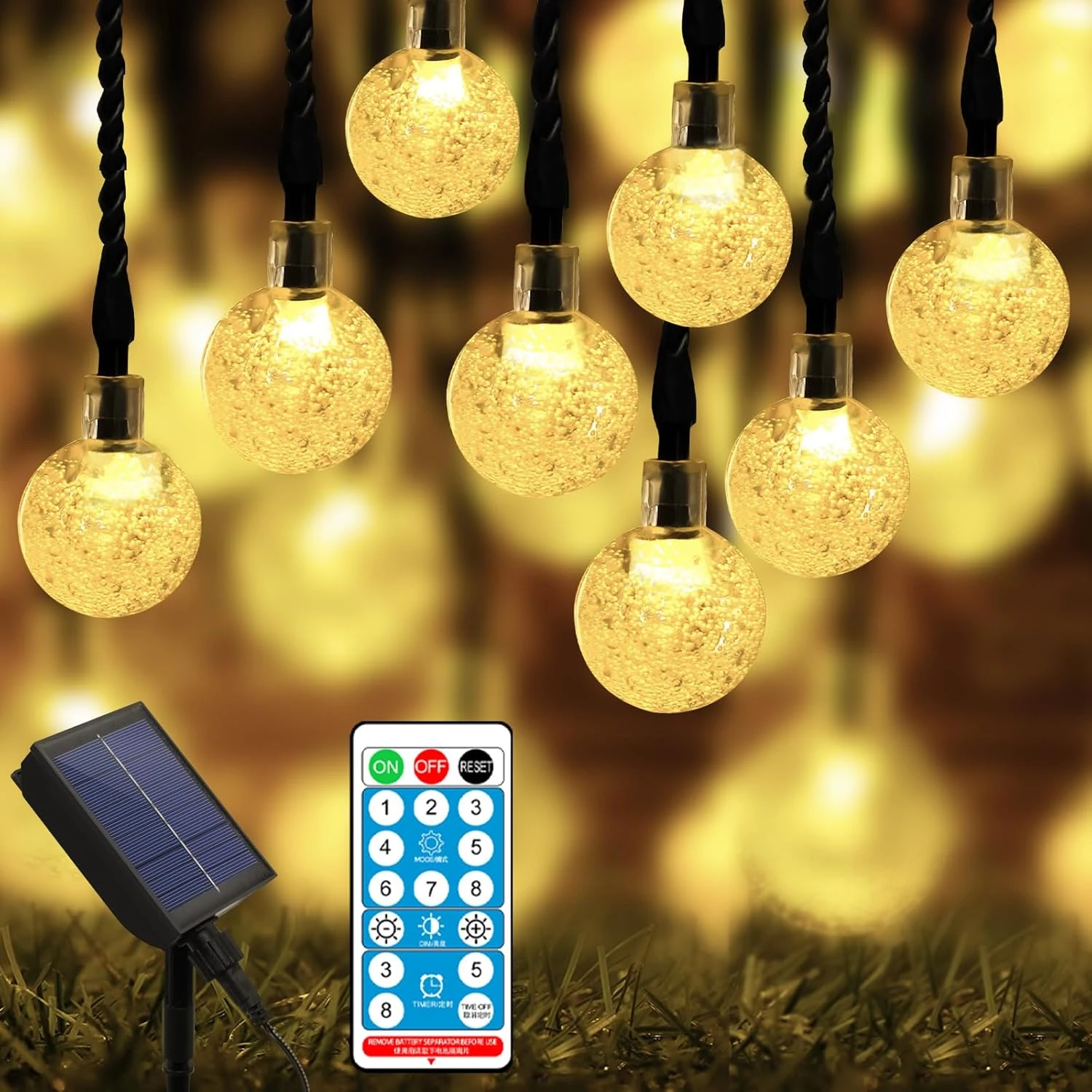 Solar String Lights Outdoor 60 LED 36 Feet 8 Lighting Modes Waterproof Solar Powered Crystal Globe Lights Patio Lights For Garden Yard Porch Wedding Camping Party Christmas Decor(Warm White) 1 Solar String Lights Outdoor 60 LED 36 Feet 8 Lighting Modes Waterproof Solar Powered Crystal Globe Lights Patio Lights For Garden Yard Porch Wedding Camping Party Christmas Decor(Warm White)