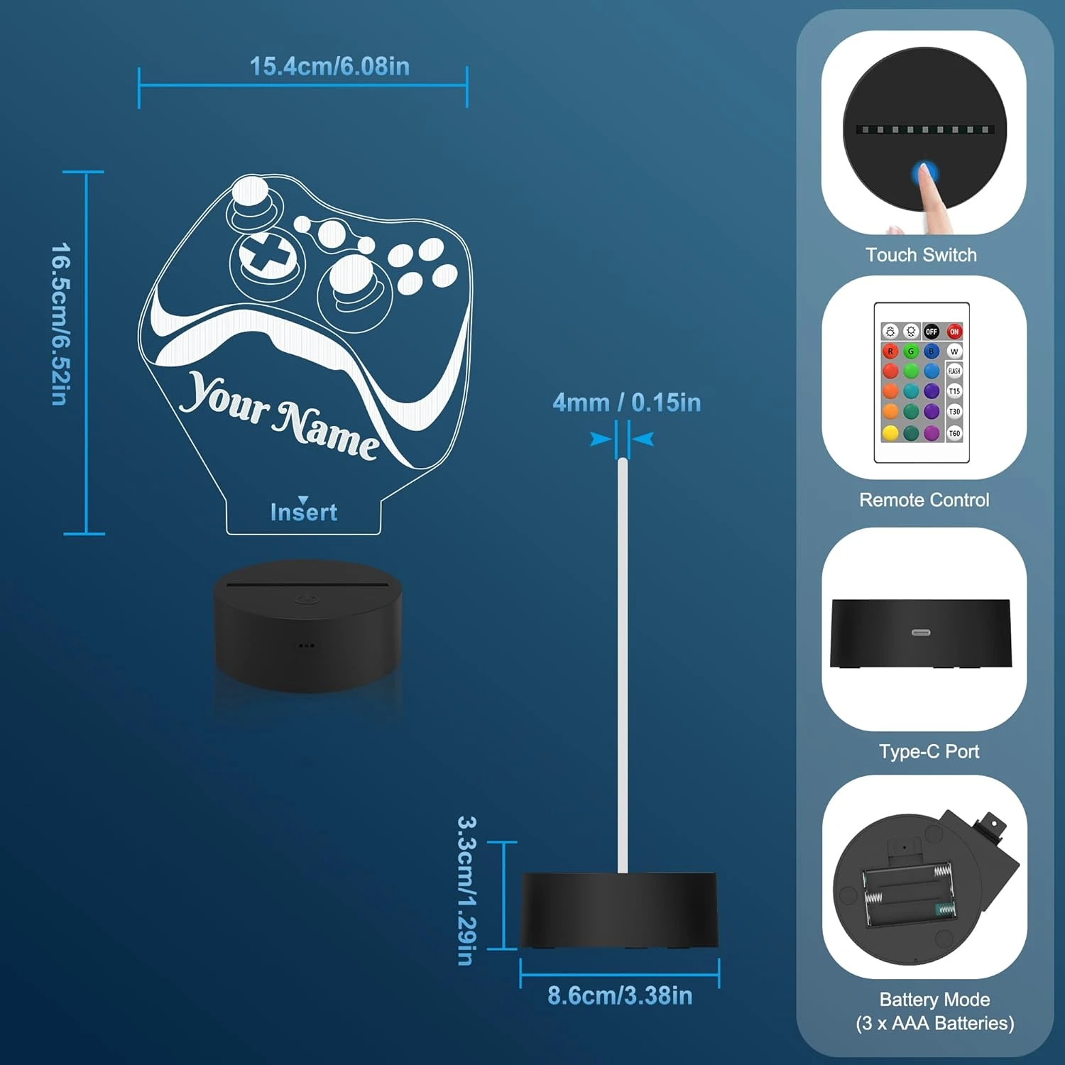 Attivolife Personalized 3D Game Theme Night Light, Table Desk Lamp Engraved Name Letter, Multicolor Custom LED Best Home Decor Birthday Christmas Gifts Toys For Boys Girls Kids 6 Attivolife Personalized 3D Game Theme Night Light, Table Desk Lamp Engraved Name Letter, Multicolor Custom LED Best Home Decor Birthday Christmas Gifts Toys For Boys Girls Kids - Image 6