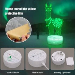 JLiup Llama 3D Illusion Night Light, Alpaca Lamp 16 Color Changing Remote Control & Touch Control Night Light Bedroom Decor Llama Gifts As Birthday Christmas For Kids -Xmas Lighting Shop 7164y3kq6L. AC SL1500