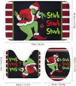 LAYINUSG 4Pcs Merry Christmas Shower Curtain Set With Non-Slip Rugs, Toilet Lid Cover And Bath Mat, Xmas Winter Holiday Bathroom Decor With Hooks 72 X 72 Inches -Xmas Lighting Shop 716GyNIOrCL. AC SL1500