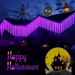 QITONG Purple Halloween Lights Outdoor Waterproof，8 Tubes 192 LED Meteor Shower Rain Lights, String Lights Plug In Snowfall LED Lights Falling Rain Lights For Halloween Tree Holiday Party Christmas -Xmas Lighting Shop 716VB8j4hfL. AC SL1500
