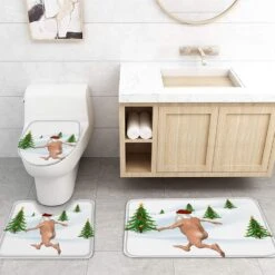 ZEREAA 4 Pcs Christmas Shower Curtain Set With Non-Slip Rugs, Toilet Lid Cover And Bath Mat, Bathroom Decor Set With 12 Hooks, Waterproof Fabric Bathroom Curtain, Santa Claus -Xmas Lighting Shop 716h6jl1vQL. AC SL1500