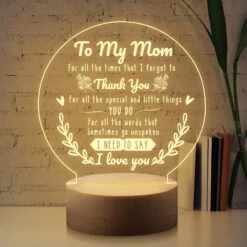 Funnli Mom Birthday Gifts From Daughter Son - Birthday Gifts For Mom Engraved Night Light Mom Gifts, Night Lamp 15CM*19CM Mom Birthday Gift, Anniversary Christmas Gifts For Mom From Daughter