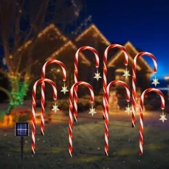 BRIGHTDECK 8 Pack Christmas Pathway Lights Outdoor With Star, Solar Candy Cane Lights Waterproof, Pathway Marker, Indoor & Outside Christmas Stake Lights For Walkway, Home, Yard Decor -Xmas Lighting Shop 716l1kkPS L. AC SL1500