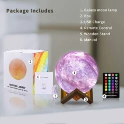 DTOETKD Moon Lamp, Galaxy Lamp Kids Night Light 16 Colors 3D LED Moon Light With Stand, Timing & Remote & Touch Control Brightness USB Rechargeable Christmas Birthday Gifts For Boys Girls Friends -Xmas Lighting Shop 7174s90q9PL. SL1500