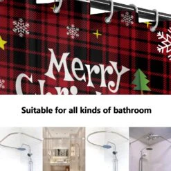 4 Pcs Christmas Red Buffalo Plaid Shower Curtain Set With Rugs, Toilet Lid Cover Bath Mat ,Christmas Shower Curtain With 12 Hooks,65 X 70 Inches Waterproof Christmas Shower Curtain For Bathroom Set -Xmas Lighting Shop 7179qVOhfeL. AC SL1500