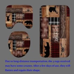 Camille&Andrew 4PCS Cabin Shower Curtain Set, Bear Deer Elk Moose Woodland Animal Hunting Lodge Patchwork Red Black Buffalo Plaid Christmas Country Rustic Farmhouse Bathroom Decor, Non-Slip Bath Mat -Xmas Lighting Shop 717T6F087sL. AC SL1500