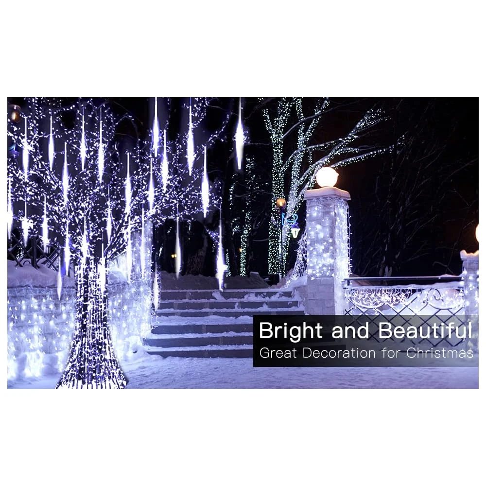 GENERIC Christmas Lights, Meteor Shower Lights, Outdoor Decoration Light, Waterproof Icicle Lights Falling Rain String Lights For Halloween Tree Party Garden Patio Porch Decoration (Multi-Colored) 7 GENERIC Christmas Lights, Meteor Shower Lights, Outdoor Decoration Light, Waterproof Icicle Lights Falling Rain String Lights For Halloween Tree Party Garden Patio Porch Decoration (Multi-Colored) - Image 7