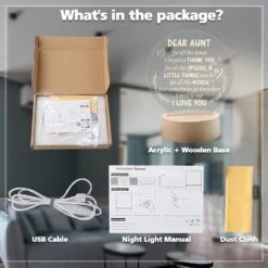 PRSTENLY Aunt Gifts Night Light, To My Auntie Gifts Personalized Engraved Lamp With Wooden Base, Christmas Mothers Day Birthday Gifts For Aunt From Niece Nephew -Xmas Lighting Shop 717WCCdtNFL. AC SL1500