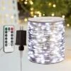ZELUXDOT Cool White Fairy Lights 100FT Long Plug In LED Silver Wire String Lights 300 LED 8 Modes For Wedding Indoor Outdoor Christmas Tree Patio Porch Garden Decoration