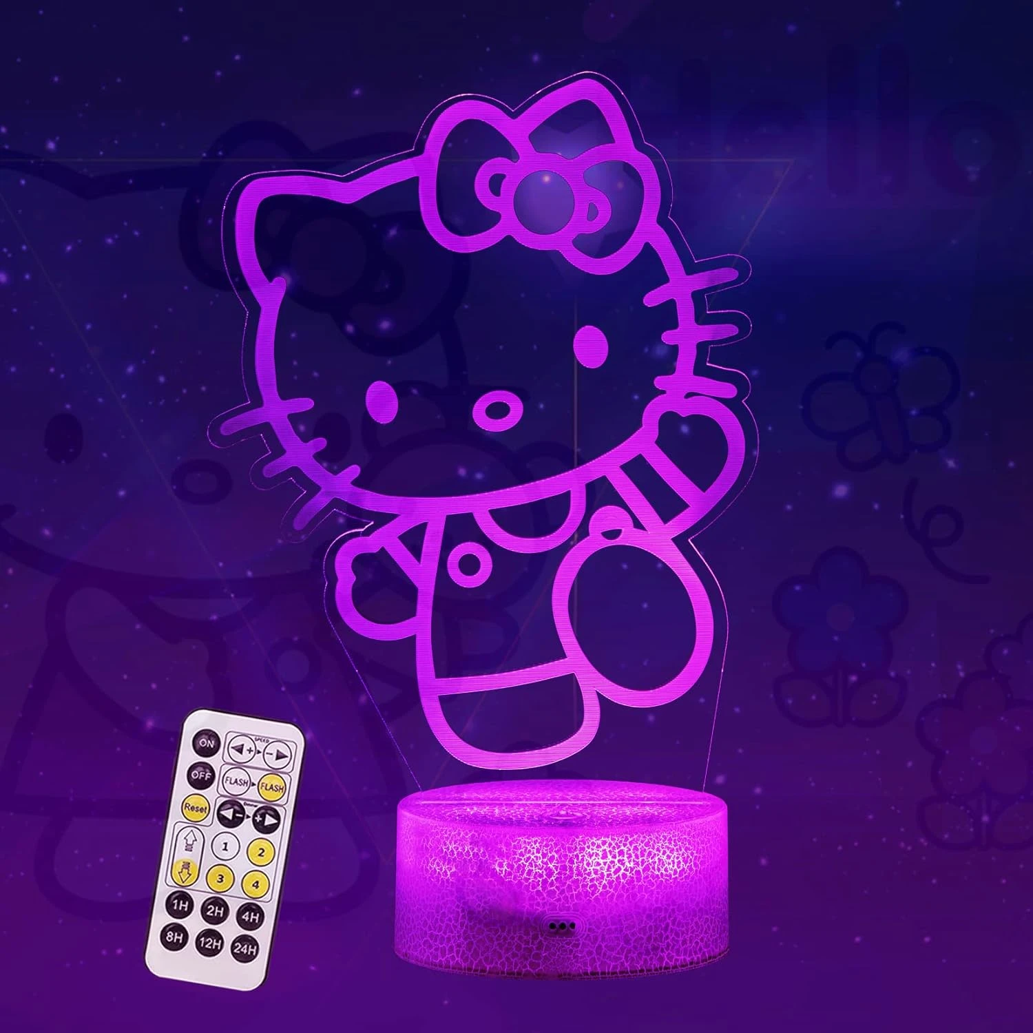 Cat Night Light - Anime Charater 7 Color Change Decor Kitty Lamp With Remote, Dim, Timer, Game Fan Gifts For Christmas Birthday Boys Girls