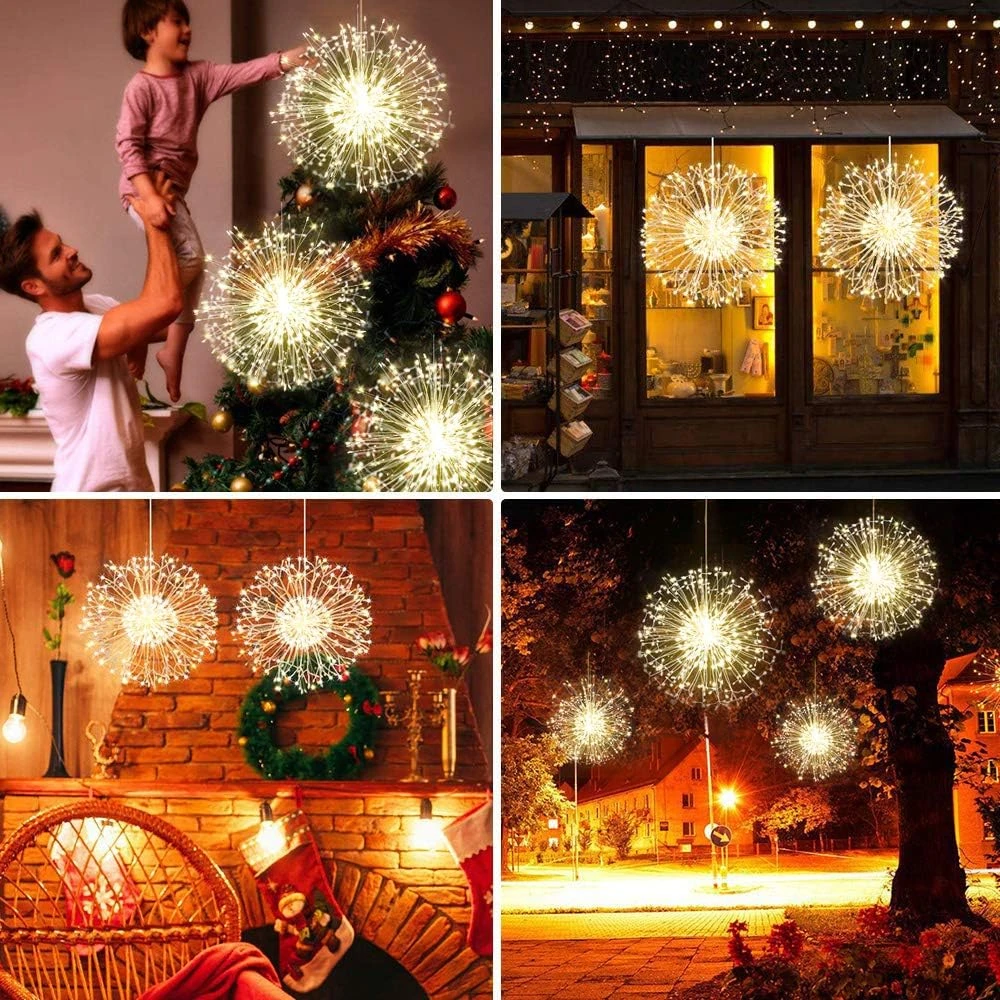 Fairy String Wire Lights Christmas Lights, LED DIY 8 Modes Dimmable Lights, Waterproof Decorative Hanging Starburst Lights For Christmas, Home, Patio, Indoor Outdoor Decoration (120-Warmlight, 4 Pack) 5 Fairy String Wire Lights Christmas Lights, LED DIY 8 Modes Dimmable Lights, Waterproof Decorative Hanging Starburst Lights For Christmas, Home, Patio, Indoor Outdoor Decoration (120-Warmlight, 4 Pack) - Image 5