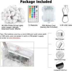 Battery Powered String Lights, 40 LED 16 Colors Globe String Lights USB Powered With Remote, Waterproof Camping Lights String For Indoor Outdoor Hanging Lights For Bedroom Christmas Party Patio Decor -Xmas Lighting Shop 717qntvkdL. AC SL1500